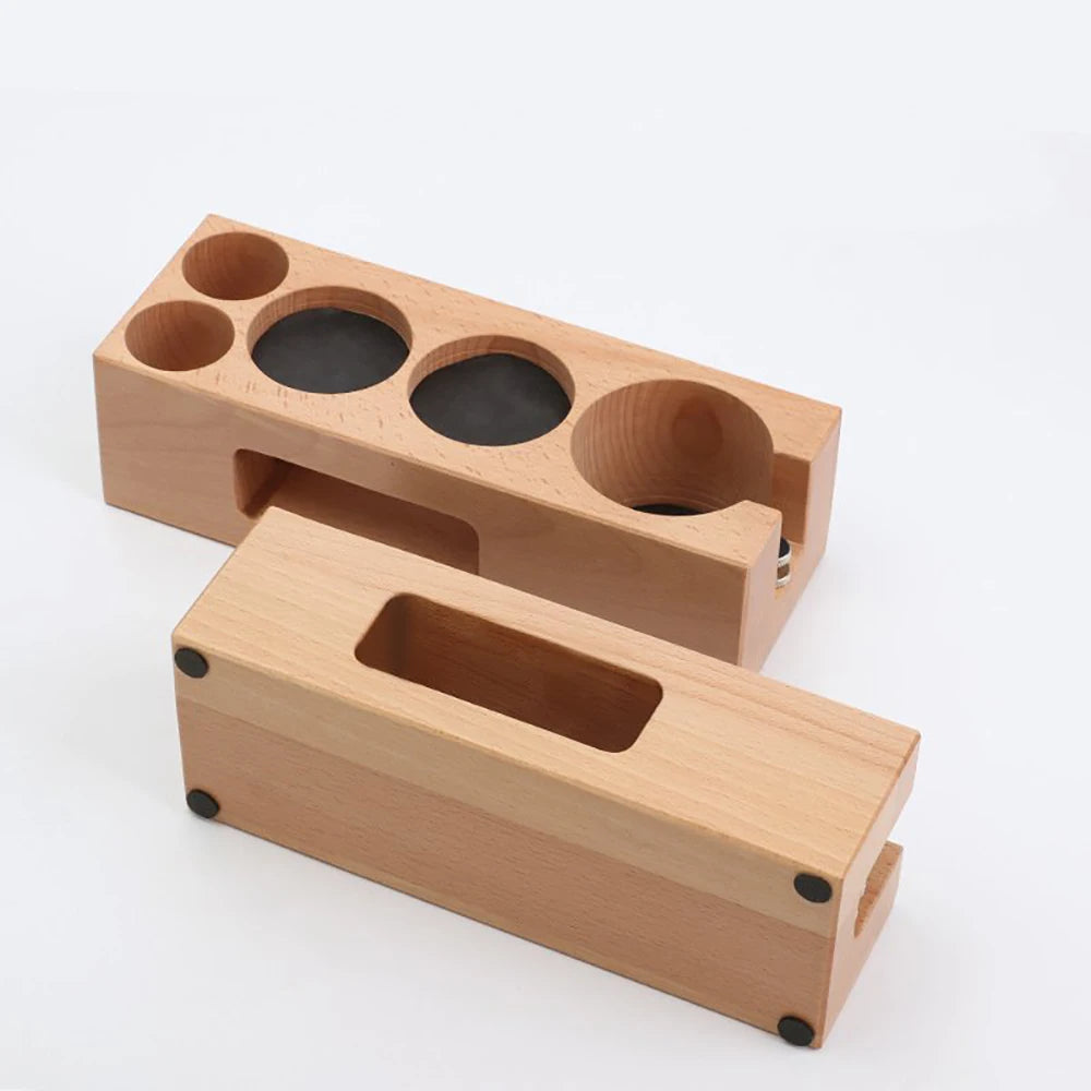 Hot Sale Wood Espresso Distributor Mat Wooden Coffee Portafilter Holder Tamper Stand Mat