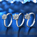 LIMING Luxury Classic Round Cincin Berlian 925 Sterling Silver Adjustable 1CT Moissanite Diamond Wedding Ring for Women Jewelry