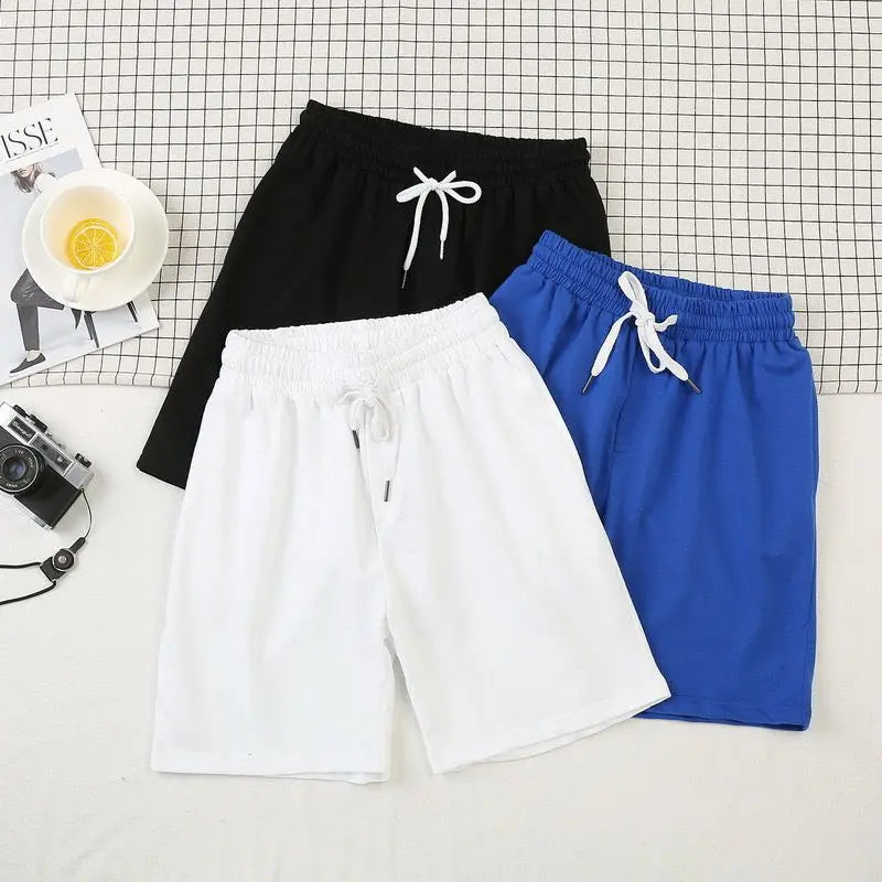 Ice Silk Quick Drying Mesh Quarter Pants Men's Summer Thin Shorts Elastic Waist Lace-up Breathable Sports Gym Summer Beach Pants