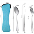 Stainless Steel 304 Durable Flatware Set Cloth Pouch 3-Piece Eco-Friendly Back School Sustainable Dishwasher Safe Reusable High