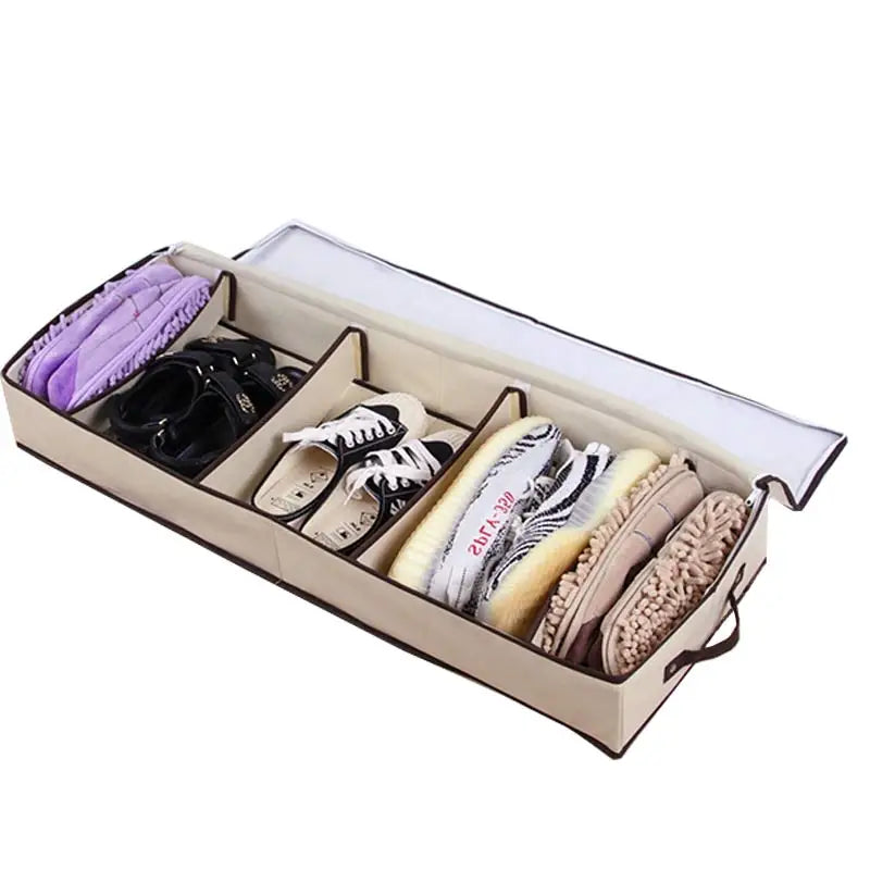 Non-woven Fabric Adjustable Cardboard Dividers Shoe Storage Organizer for Closet Fits 5 Pairs Underbed Shoe Storage Bag