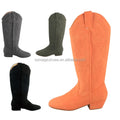 Customized Heel High Quality Country Dance Boots Suede Sole Orange Line Dance Shoes Boots No Zipper