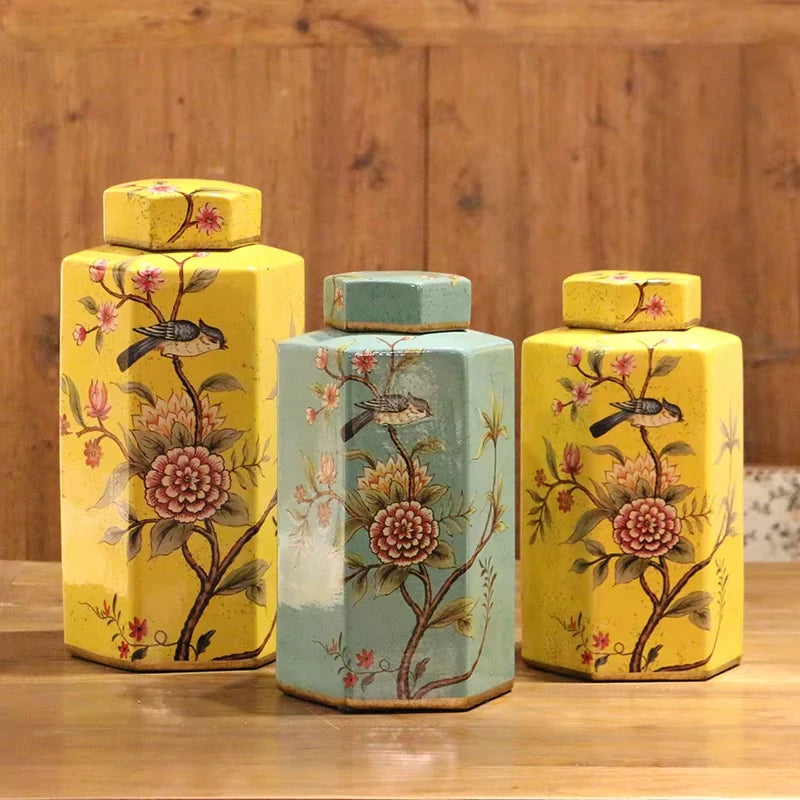 Home Decor Airtight New Bone China Ceramic Jars with Lids Storage Canister
