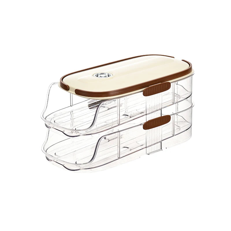 2-layer Automatic Scrolling Egg Rack Holder Kitchen Refrigerator Storage Box Double Layer Egg Basket Container Organizer