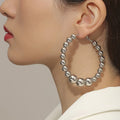 Hot Selling Non Tarnish Stainless Steel Fashionable Oval Beads Hoops Earrings