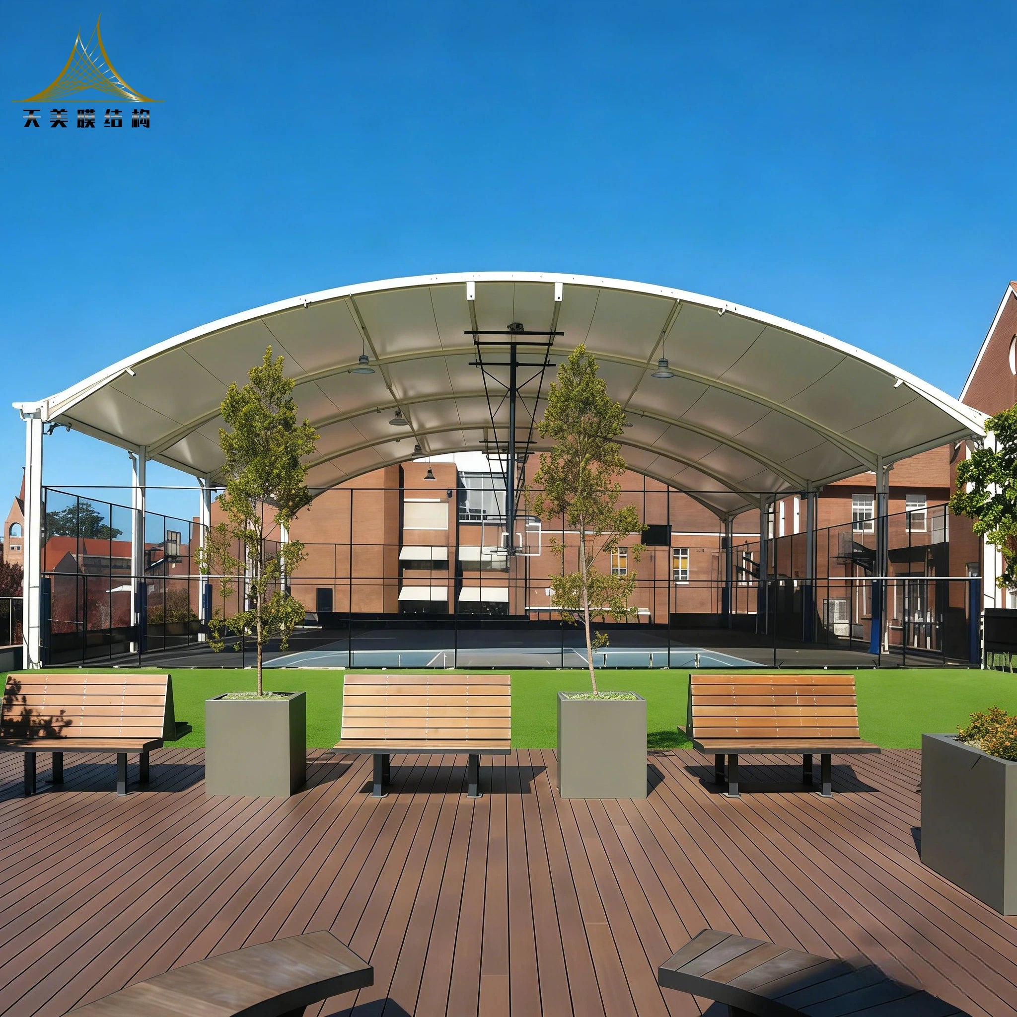 Custom 2024 New Waterproof PTFE PVDF Tent Tensile Membrane Structure for Stadium