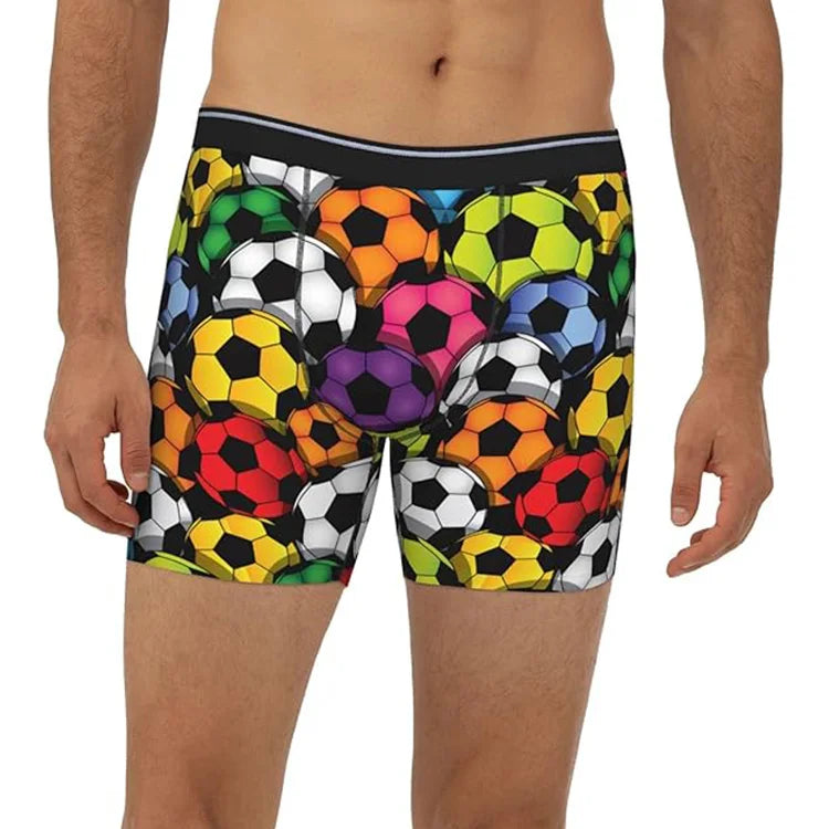 Football Pattern Series Men's Underwear Bright Color Jacquard Wide Waistband Men's Boxer Briefs Fashion Boxer Custom for Men