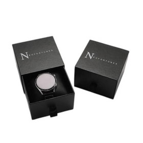 Wholesale Customizable Logo Black Drawstring Cardboard Paper Watch Box Men's Slide Storage Case with Logo