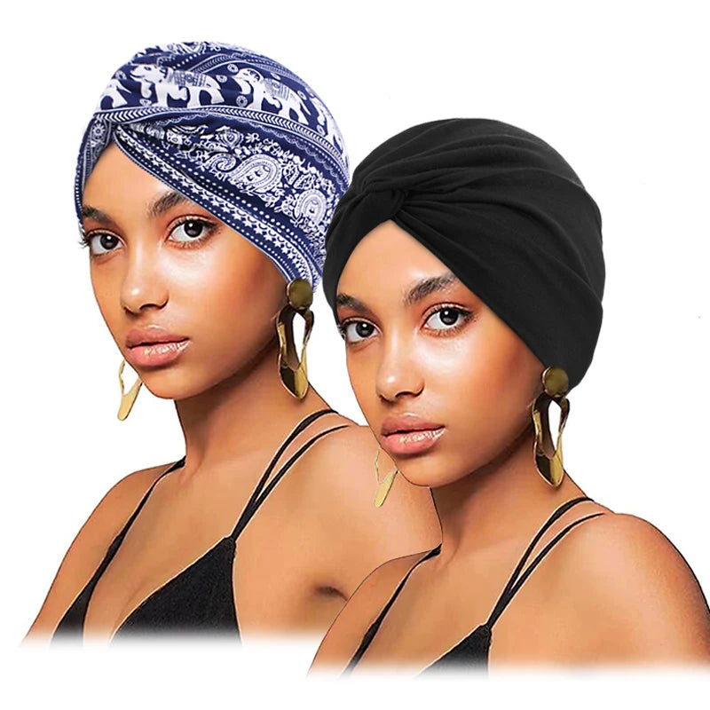 New Africa Design Turban Two Pieces/Set Pattern Printing Headwraps Headscarf Ethnic Floral Turban