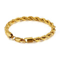 18K Gold Plated Stainless Steel Twisted Rope Chain Bracelet Tarnish Free for Gifts Weddings Anniversaries or Parties