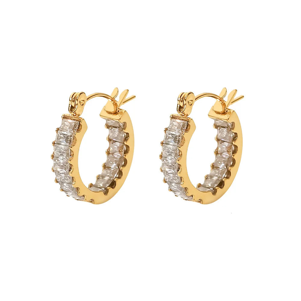 Piercing Jewellery Hoop Earrings Stainless Steel Anniversary Jewelry Handmade Pave Zircon Bohemian Trendy 18K Gold Plated