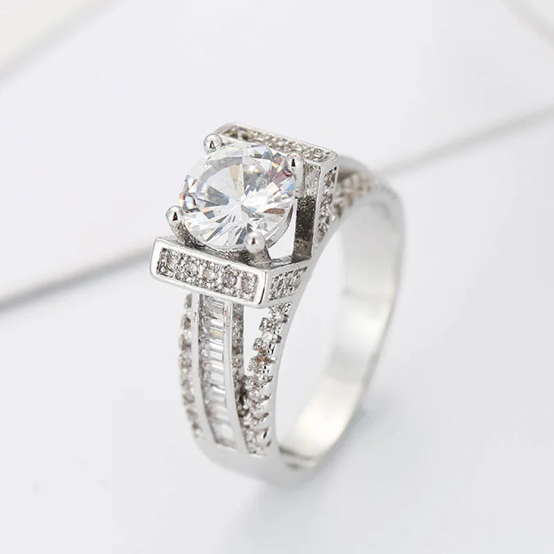 DD4921 Hot Sale Fashion Square Cubic Zircon Finger Rings Women Classic Wedding Rings
