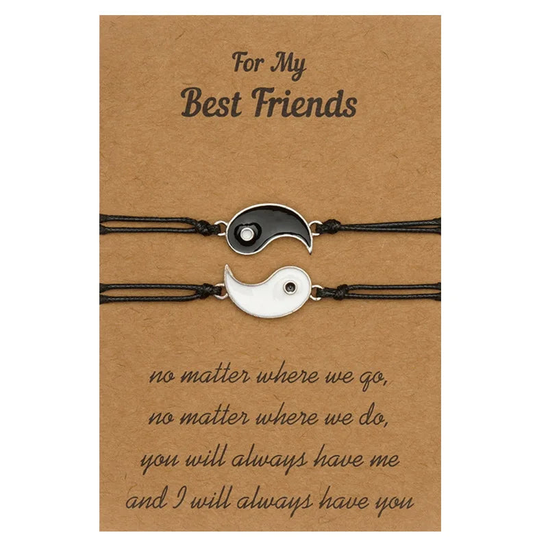 Friendship Balance Eight Trigrams of Yin and Yang Chinese Classical Taoism Philosophy Charm Bracelets for Best Friends