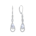 925 Sterling Silver Birthstone Dangle Earrings for Women - Pear-Shaped Cubic Zirconia Gemstones Leverback Clasp Earrings Jewelry