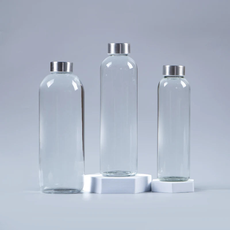 500ml Outdoor Usage Empty Transparent Glass Water Bottle Screw Cap for Drinking Wholesale