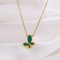 18k Gold Titanium Steel Necklace Green butterfly Pendant Beaded Collarbone Chain Popular Jewelry Necklaces