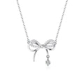 Bow Zircon Heart Gift Alloy Bowknot Necklace Gift for Girl Cute Lovely Neck Jewelry Wholesale
