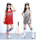 Girls Hip Hop Dance Clothes Jersey Sequin Dress Long Tank Top Jazz Cheerleading T Shirt for Performance