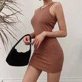 2026 Summer Women Dresses Wholesale Solid Pullover Comfy Cotton Bodycon Mini Dress for Ladies