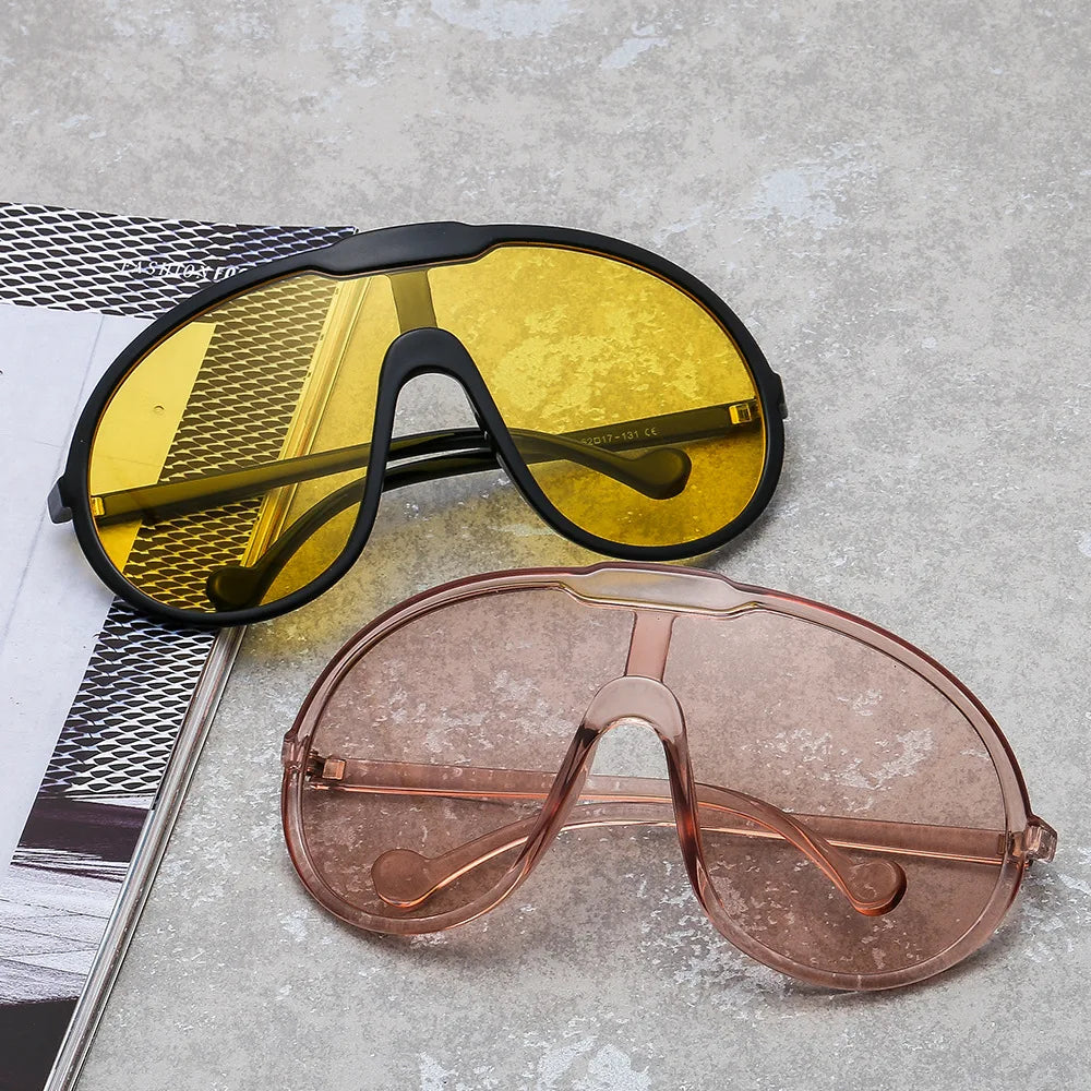 Logo Custom 2025 Fashion Retro Big Frame One Piece Lens Sun Glasses UV400 Oversized Shield Style Sunglasses Women