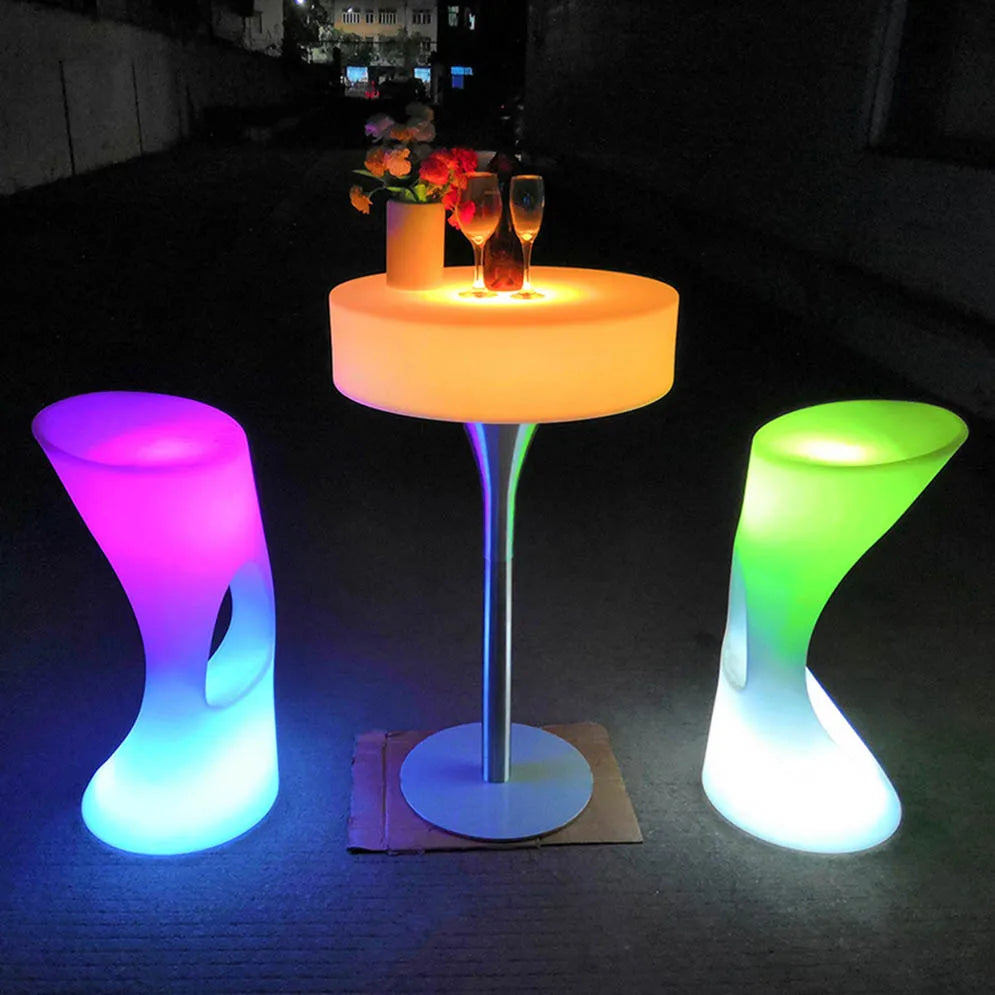 Silla De Plastico Recargable Para Exteriores Mesa De Coctel Led Cocktail Table bar Furniture Silla Cambiador De Color