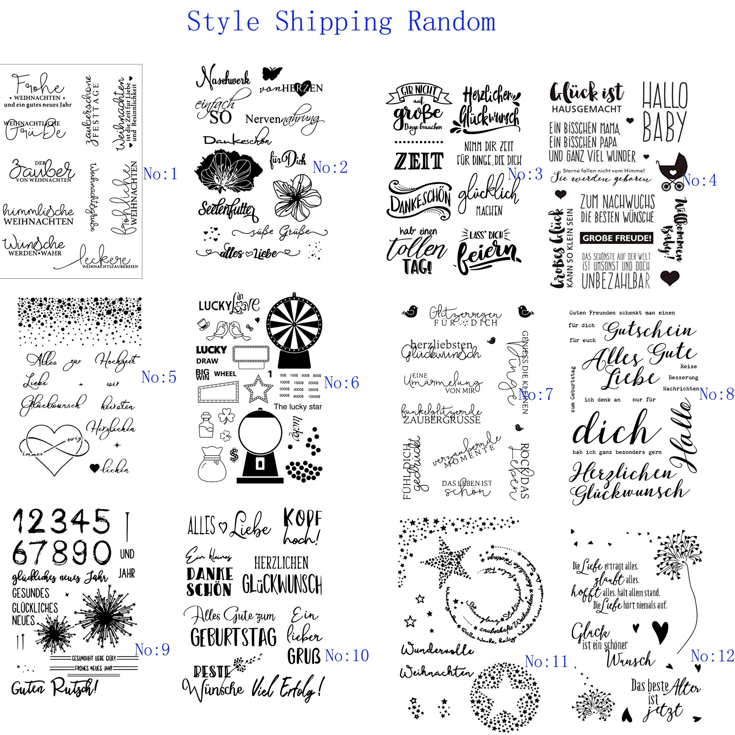 Custom German Series Retro Letter Number Patterns Silicone Clear Stamps for Card Making Decoration and Scrapbooking