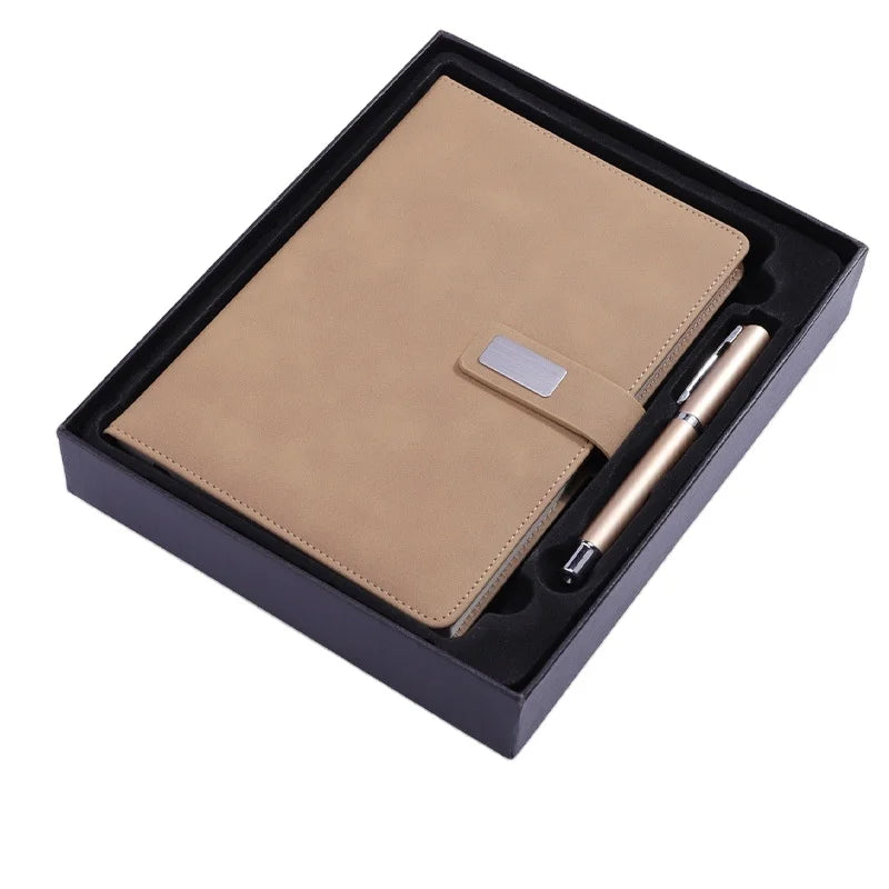 Custom A5 Pu Leather Hard Cover Business Diary Notebook With Pen Holder