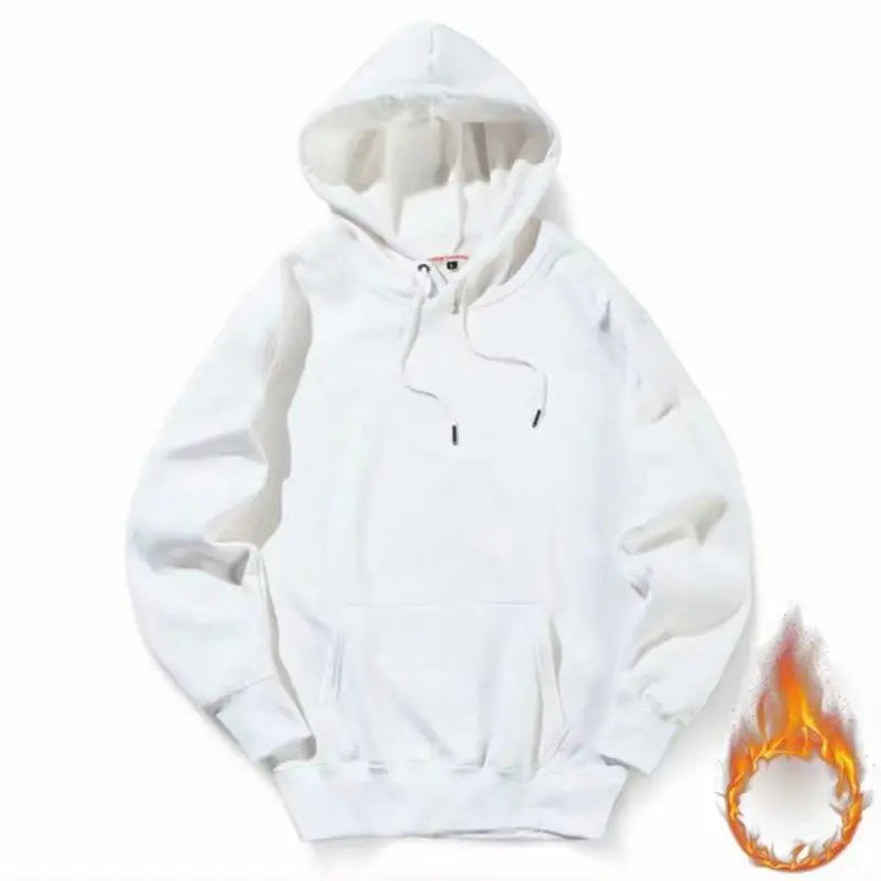2023 New Arrivals Men Autumn Winter Hooded Street Long Sleeve Loose Solid Color Hooded Casual Tops White Men's Hoodies