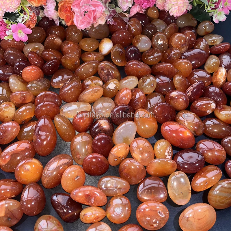 Red Agate Crystal Gravel Stone Healing Carnelian Tumbled Stone for Home Decoration