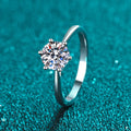 White Gold Plated 1ct 6mm Cubic Zircon Ring Jewelry 925 Sterling Silver Women Engagement Wedding Band Promise Rings for Lady