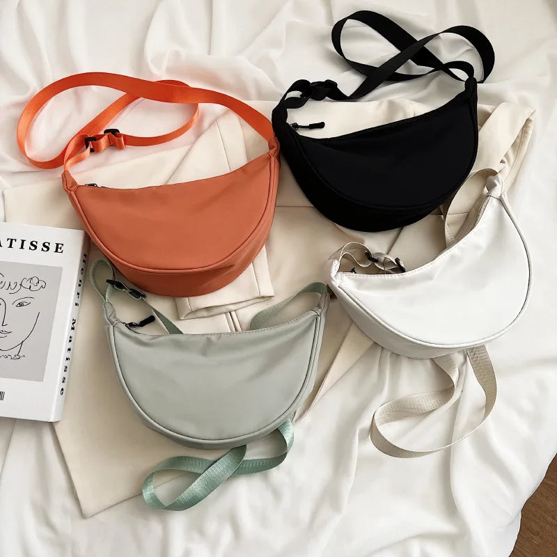 2023 Nylon Dumpling Bag New Trendy Female Messenger Shoulder Canvas Bag Light and Simple Armpit Bag Fashion Style