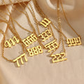 Waterproof 18K Gold Plated 111-999 Angel Number Pendant Necklace Stainless Steel Custom Name Word Necklace Women Christmas Gift
