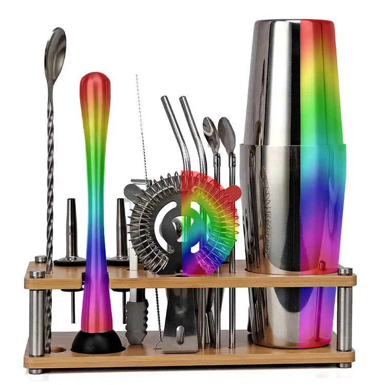 Hot Selling 17 PCS Stainless Steel Bartender Kit Set Includes Martini Shaker Measuring Jigger Mixing Spoon for Cocktail Shakers