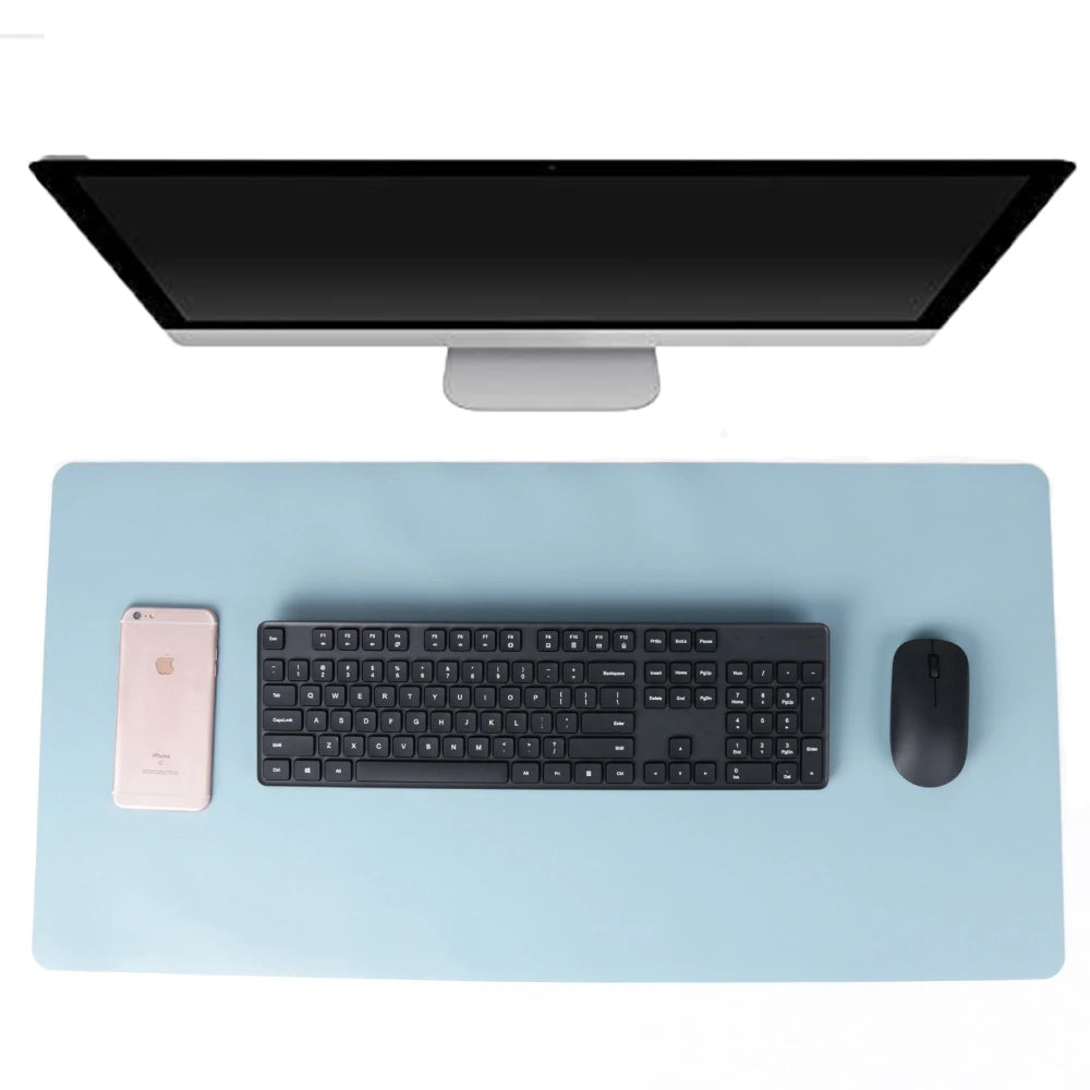 Gallaway PU Leather Korean Style Eco-Friendly Blue 40x80cm Heat Resistant Desk Pad Protector Extended High End Desk Accessories