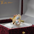 925 Sterling Silver Women's Wedding Ring Classic Engagement Band with Aquamarine Pear Cut and Pearl Claw Setting