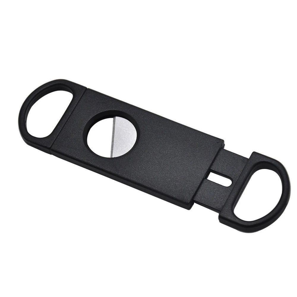 2025 Qianxun Hot Black Handmade Metal Round Tip Cigar Cutter Mini Portable Dual Blade Plastic Cigar Cutter
