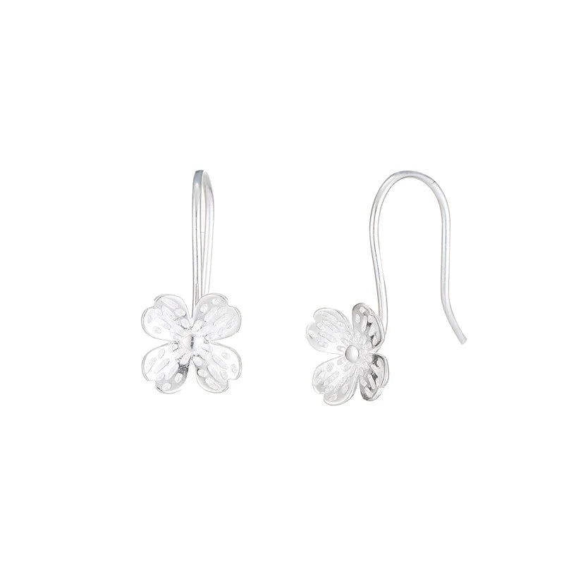 Sterling Silver Flower Earrings Female Advanced Temperament Earrings Plain Silver Personality Fashion Earrings