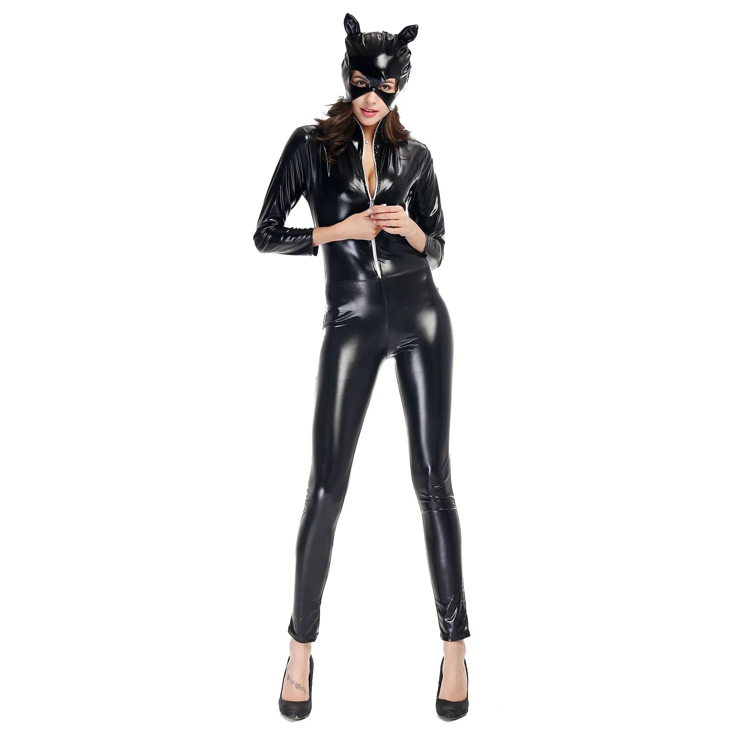 2026 New Design Cosplay Catwoman Costume Carnival Party Night Club Girl Uniform Cat Lady Leotard With for Cap