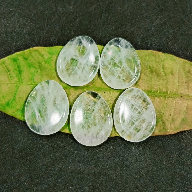 2026 Bulk Wholesale Natural Crystal Palm Stone Semi-precious Thumb Clear Quartz Worry Stone