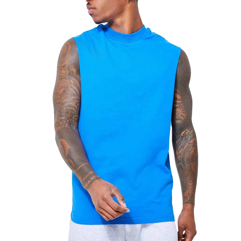 Men's 100% Cotton Gym Tank Tops Breathable Sports Clothes for Bodybuilding Fitness Custom Logo Sleeveless Fashion Vests