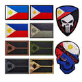 3D Filipino Flag PVC Chenille Fabric Patch with Lace Beads Decoration Soft Rubber Fastener for Clothing Accessories & Hats