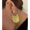 Hollow Circle Wide Wheat Tassel Earrings Irregular 18K Gold Plated Drop Earrings Women Big Vintage Luxury Statement Jewelry 2023