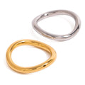 2Pcs/set Two Tone Smooth Stainless Steel Thin Rings Waterproof 18K Gold Plated Plain Rings Hypoallergenic Jewelry for Women
