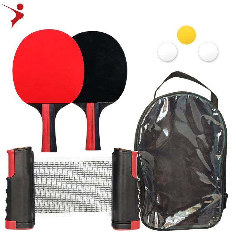 2020  New Table Tennis Paddle Set Poplar Board Retractable Table Tennis Net Sets Black Piongpong Racket