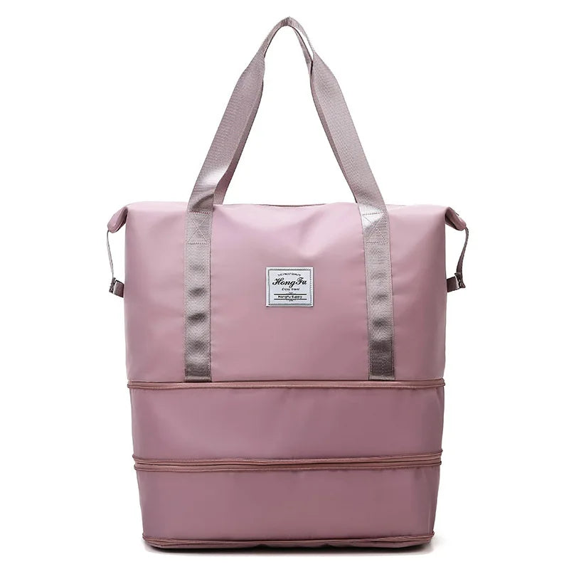 Wholesale Fashionable Large Capacity Waterproof Foldable Travel Duffel Tote Bags for Women Zipper Closure Expandable Design