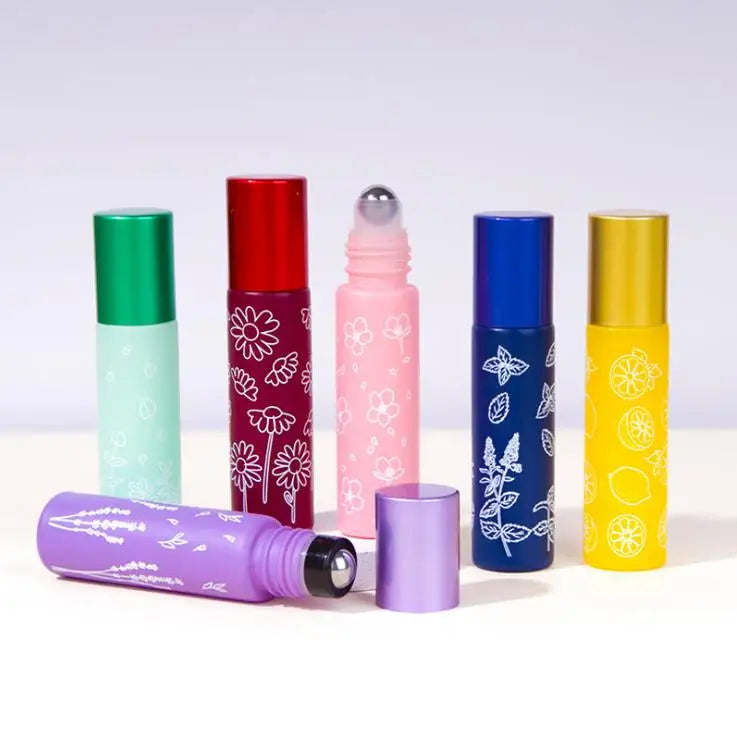 In Stock 10ml Macaron Collection White Screen Printing Glass Roll on Bottle