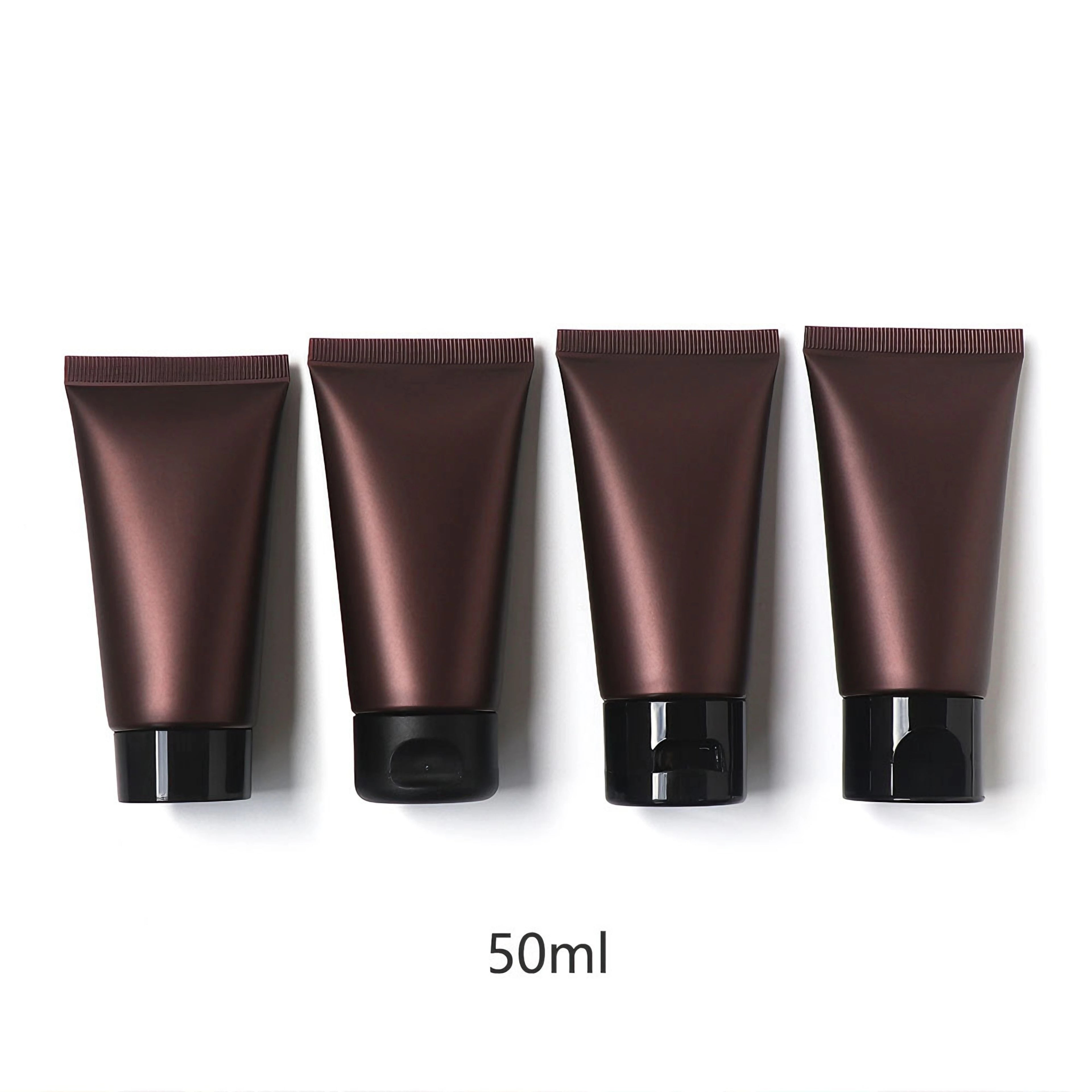 Stock Empty 50g 1.6 oz Matte Brown Soft Plastic Cosmetic Squeez Tube with Flip Top Cap ST-QY50 Model S&T Brand