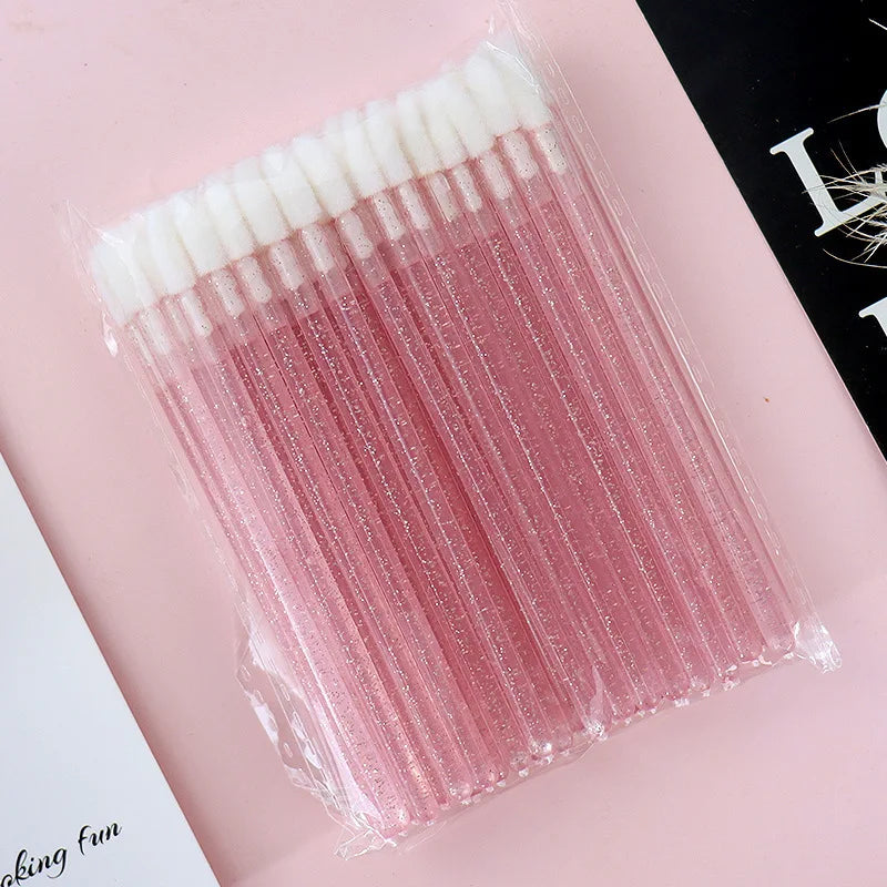 Disposable Lip Brush Gloss Applicator Wands Lip Brush Makeup Tool Pink White Black Lip Brush for Lash Extension