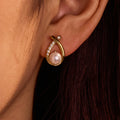 2025 Korean Imitation Pearl CZ Stud Earrings for Women Stainless Steel Exquisite Temperament Daily Jewelry Girl's Gift