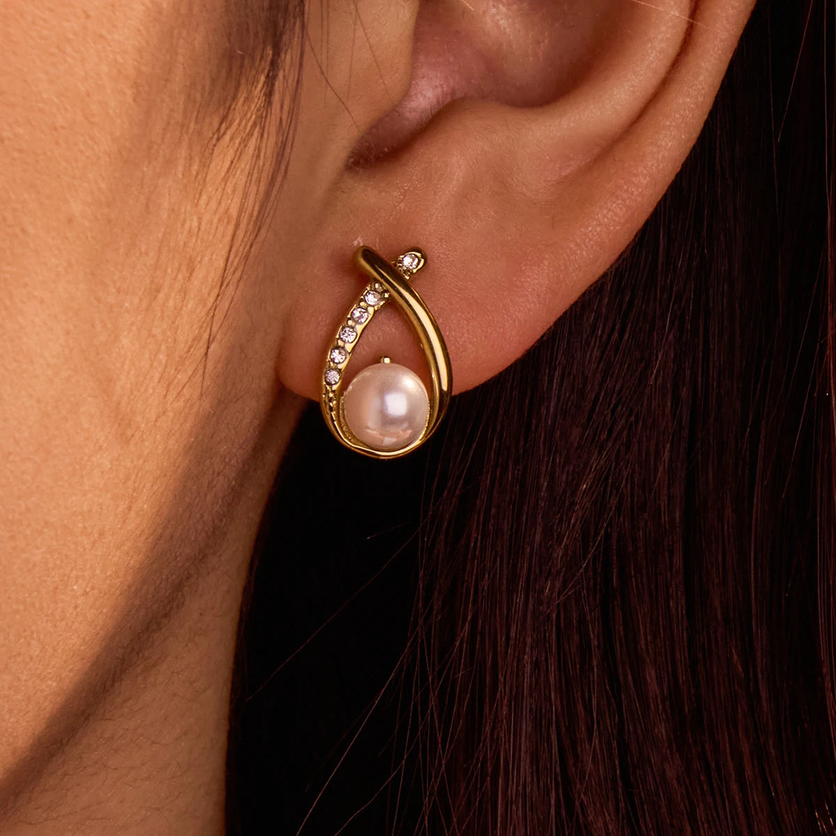 2025 Korean Imitation Pearl CZ Stud Earrings for Women Stainless Steel Exquisite Temperament Daily Jewelry Girl's Gift